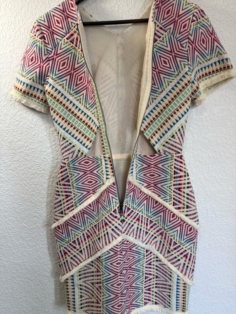Adelyn Rae Jaylene Woven Sheath Dress | Embroidered Cutout Back | XS - Picture 13 of 15